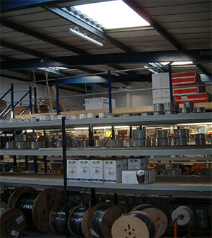 Mezzanine flooring with longspan shelving storage for 3 Line Electrical in Poole, Dorset