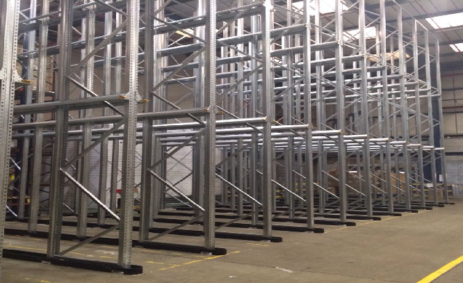 Drive in industrial racking at Huhtamaki warehouse in Gosport, Hampshire