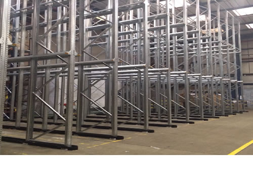 Drive in industrial racking at Huhtamaki warehouse in Gosport, Hampshire